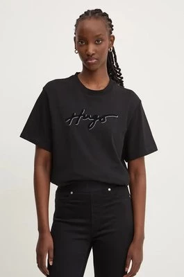 HUGO t-shirt bawełniany damski kolor czarny 50528585