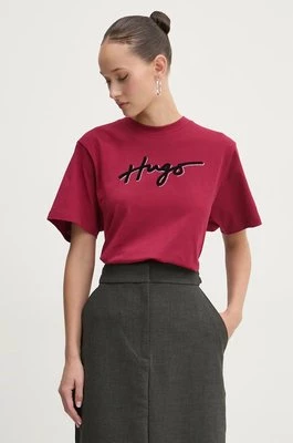 HUGO t-shirt bawełniany damski kolor czerwony 50528585