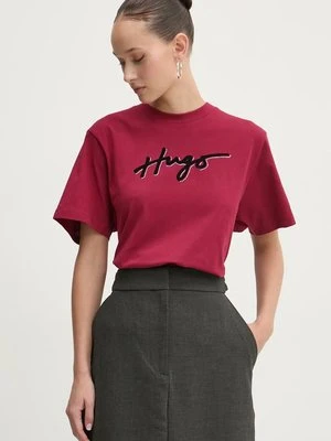 HUGO t-shirt bawełniany damski kolor czerwony 50528585