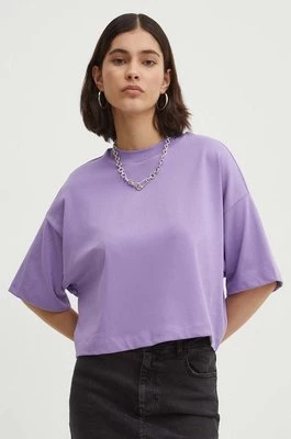 HUGO t-shirt bawełniany damski kolor fioletowy 50520187