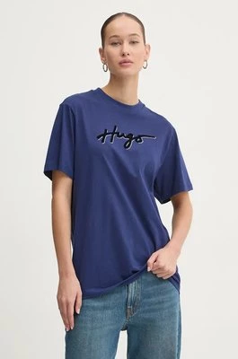 HUGO t-shirt bawełniany damski kolor granatowy 50528585