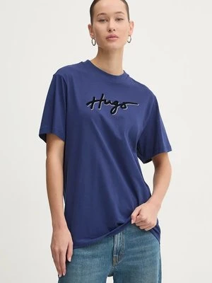 HUGO t-shirt bawełniany damski kolor granatowy 50528585