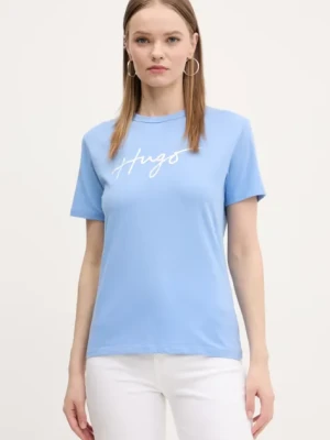 Zdjęcie produktu HUGO t-shirt bawełniany damski kolor niebieski 50535491