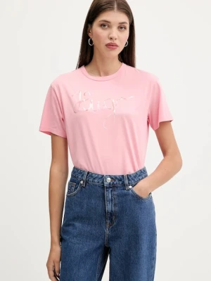 HUGO t-shirt bawełniany damski kolor różowy 50544868