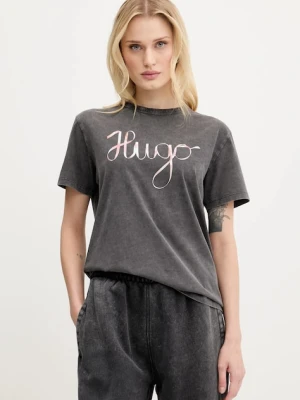 HUGO t-shirt bawełniany damski kolor szary 50544868