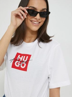 HUGO t-shirt bawełniany kolor biały 50485373