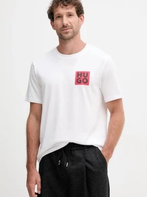 HUGO t-shirt bawełniany kolor biały z nadrukiem