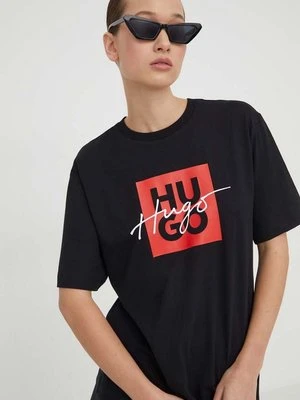 HUGO t-shirt bawełniany kolor czarny 50485373