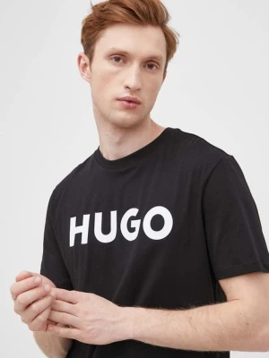 HUGO T-shirt męski bawełniany Dulivio czarny