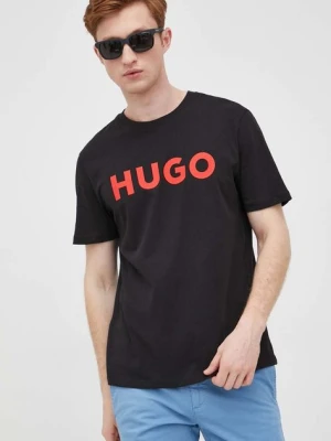 HUGO t-shirt bawełniany kolor czarny z nadrukiem 50467556