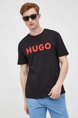 HUGO t-shirt bawełniany kolor czarny z nadrukiem 50467556