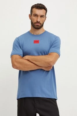 HUGO t-shirt bawełniany kolor niebieski z aplikacją 50447978