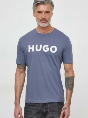 HUGO t-shirt bawełniany kolor niebieski z nadrukiem 50467556