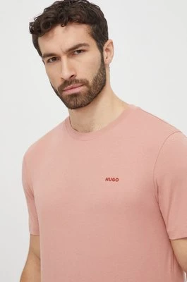 HUGO t-shirt bawełniany kolor różowy gładki 50466158