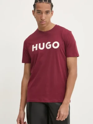 HUGO t-shirt bawełniany kolor różowy z nadrukiem 50467556