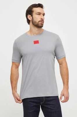 HUGO t-shirt bawełniany kolor szary z aplikacją 50447978