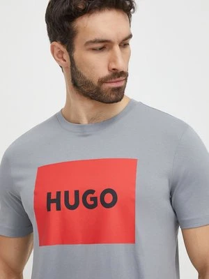 HUGO t-shirt bawełniany kolor szary z nadrukiem 50467952