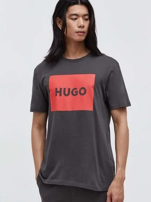 HUGO t-shirt bawełniany kolor szary z nadrukiem 50467952