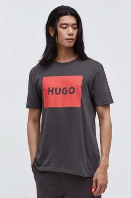 HUGO t-shirt bawełniany kolor szary z nadrukiem 50467952