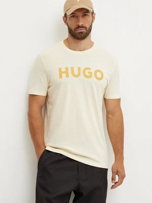 HUGO t-shirt bawełniany kolor żółty z nadrukiem 50467556