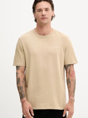 HUGO t-shirt bawełniany męski kolor beżowy gładki 50466158