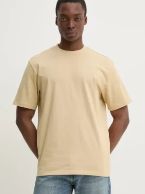 HUGO t-shirt bawełniany męski kolor beżowy gładki 50488330