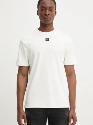 HUGO t-shirt bawełniany męski kolor beżowy gładki 50505201