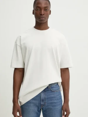 HUGO t-shirt bawełniany męski kolor beżowy gładki 50516664