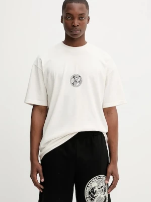 HUGO t-shirt bawełniany męski kolor beżowy z nadrukiem 50542366