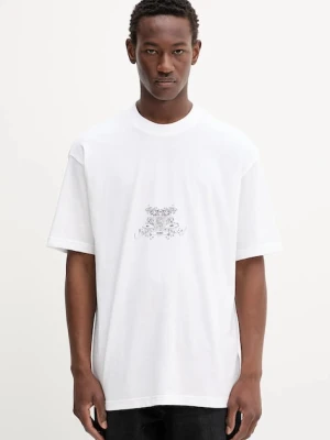 HUGO t-shirt bawełniany męski kolor beżowy z nadrukiem 50542817