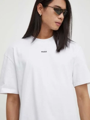 HUGO t-shirt bawełniany męski kolor biały gładki 50488330