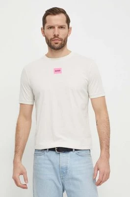 HUGO t-shirt bawełniany męski kolor biały z aplikacją 50447978