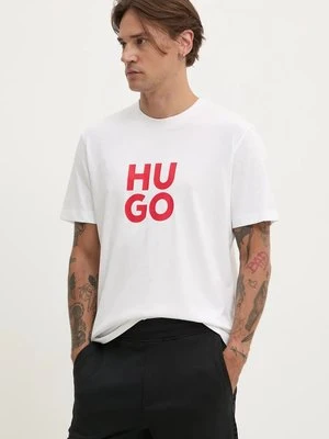 HUGO t-shirt bawełniany męski kolor biały z nadrukiem 50523839