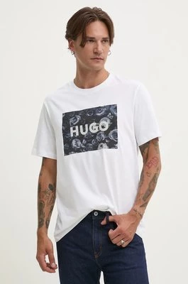 HUGO t-shirt bawełniany męski kolor biały z nadrukiem 50523999