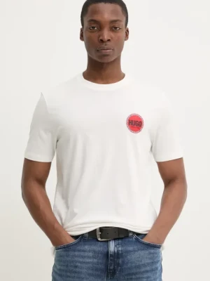 HUGO t-shirt bawełniany męski kolor biały z nadrukiem 50530641