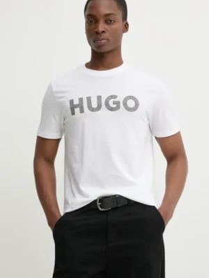 HUGO t-shirt bawełniany męski kolor biały z nadrukiem 50534622
