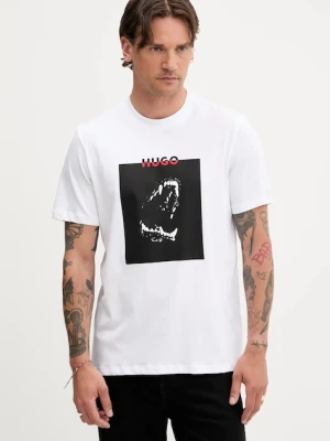 HUGO t-shirt bawełniany męski kolor biały z nadrukiem 50542734