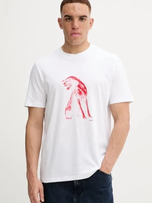 HUGO t-shirt bawełniany Didug męski kolor biały z nadrukiem 50548557