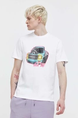 HUGO t-shirt bawełniany męski kolor biały z nadrukiem 50514092