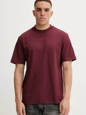 HUGO t-shirt bawełniany męski kolor bordowy gładki 50488330