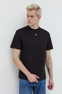 HUGO t-shirt bawełniany męski kolor czarny gładki 50505201