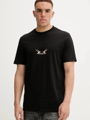 HUGO t-shirt bawełniany męski kolor czarny z aplikacją 50549154