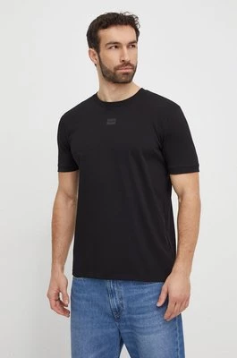 HUGO t-shirt bawełniany męski kolor czarny z aplikacją 50505033