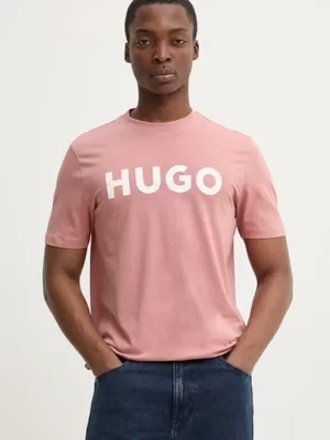 HUGO t-shirt bawełniany męski kolor czarny z nadrukiem 50467556