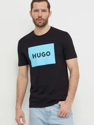 HUGO t-shirt bawełniany męski kolor czarny z nadrukiem 50467952