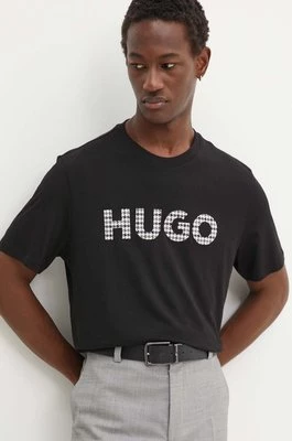 HUGO t-shirt bawełniany męski kolor czarny z nadrukiem 50519724