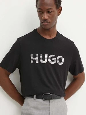 HUGO t-shirt bawełniany męski kolor czarny z nadrukiem 50519724