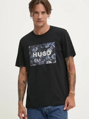 HUGO t-shirt bawełniany męski kolor czarny z nadrukiem 50523999