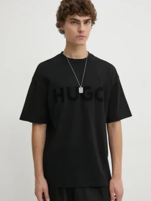 HUGO t-shirt bawełniany męski kolor czarny z nadrukiem 50525765