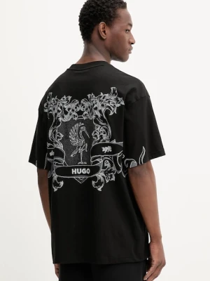 HUGO t-shirt bawełniany męski kolor czarny z nadrukiem 50542817